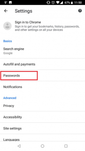 How to delete saved password history in Android