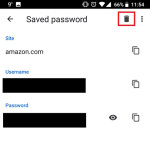 How to delete saved password history in Android
